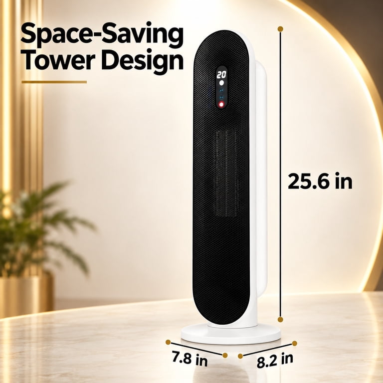 SUGIFT 1500W Ceramic Tower Space Heater, White photo 7