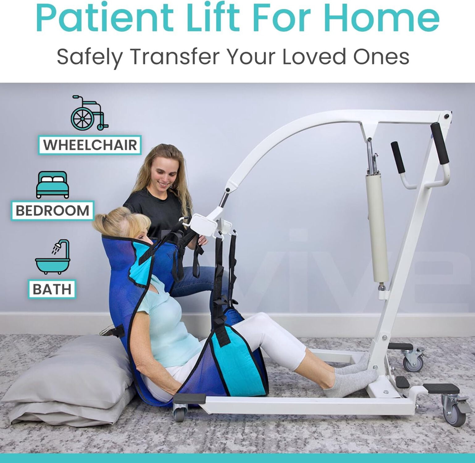 Vive Hydraulic Patient Lift, 400 lb Capacity – Manual Medical Transfer Aid for Home & Clinical Use