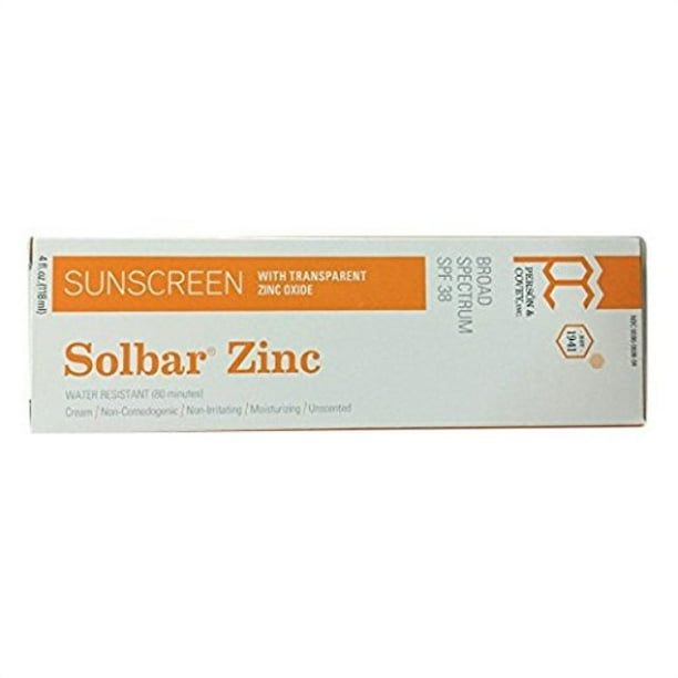Solbar solbar sunscreen zinc with zinc oxide spf 38 unscented transparent cream 4 oz Walmart