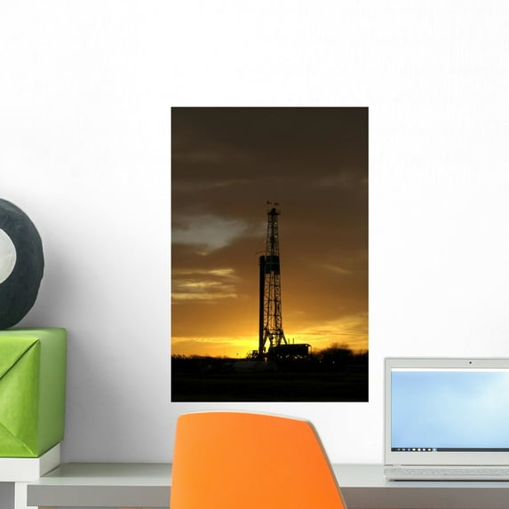 Natural Gas Well Texas Wall Mural by Wallmonkeys Peel and Stick Graphic (18 in H x 12 in W) WM306365