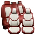 thumbnail image 2 of Maidao Car Seat Covers Leather Full Set for Mercedes-Benz for S420 1983-Present 5 Seats Leather Compatible Airbag Water Resistant Front Rear Cushion Protector White and Wine Red, 2 of 8