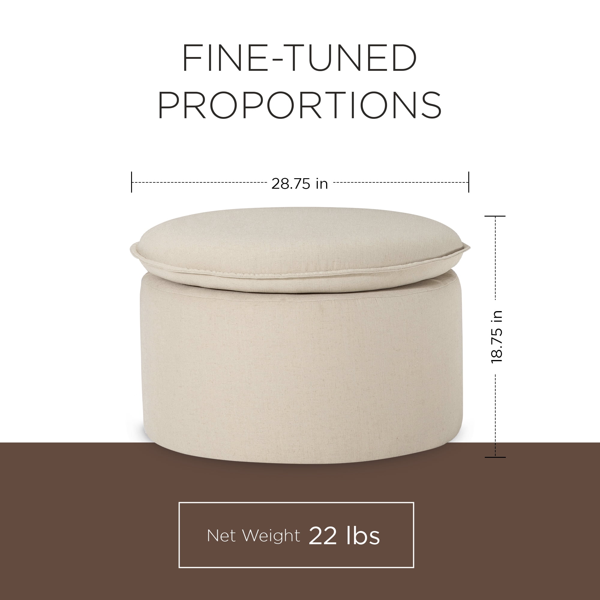Maven Lane Lyra Contemporary Ottoman in Taupe Fabric Upholstery