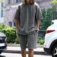 thumbnail image 1 of 2024 European and American Foreign Trade Amazon plus size Casual Men‘s Suit Loose Short Sleeve Men‘s T Spring and Summer Shorts Solid Color Men‘s Wear, 1 of 7