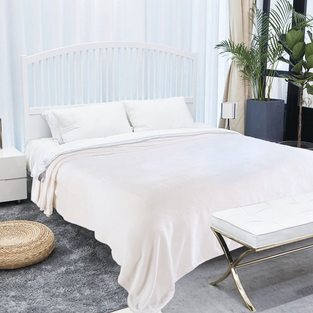 Unique Bargains Ultra Soft Polyester Premium Blanket White Queen