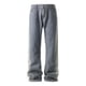 thumbnail image 3 of Ceisia Men Fashion Button Zipper Pocket Straight Denim Pants All Season Gift Casual Versatile Trousers, 3 of 8
