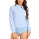 thumbnail image 1 of INSPIRAR CHIC Blusa de Mujer con Botones Leotardo Cuello Peter Pan de Manga Larga Tops de Negocios L Azul Claro, 1 of 5