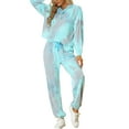thumbnail image 2 of MODA NOVA Junior's 2 Piece Sweatsuits Tie Dye Pullover Hoodie Drawstring Jogging Tracksuit Sports Outfit, 2 of 6