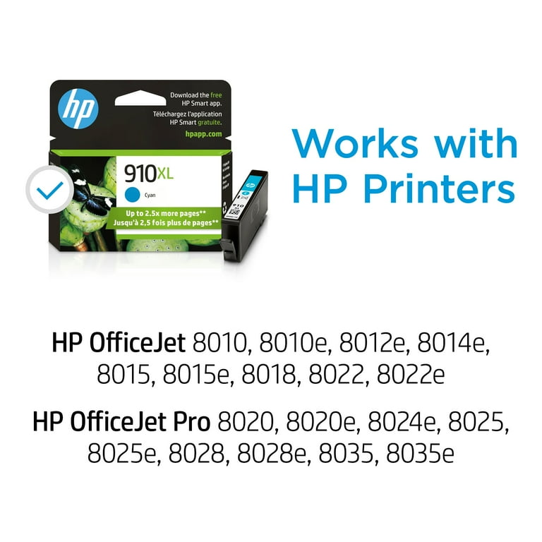 HP 910XL (3YL62AN) Original High Yield Inkjet Ink Cartridge - Cyan - 1 Each - 825 Pages HP 910XL (3YL62AN) Original High Yield Inkjet Ink Cartridge - Cyan - 1 Each - 825 Pages