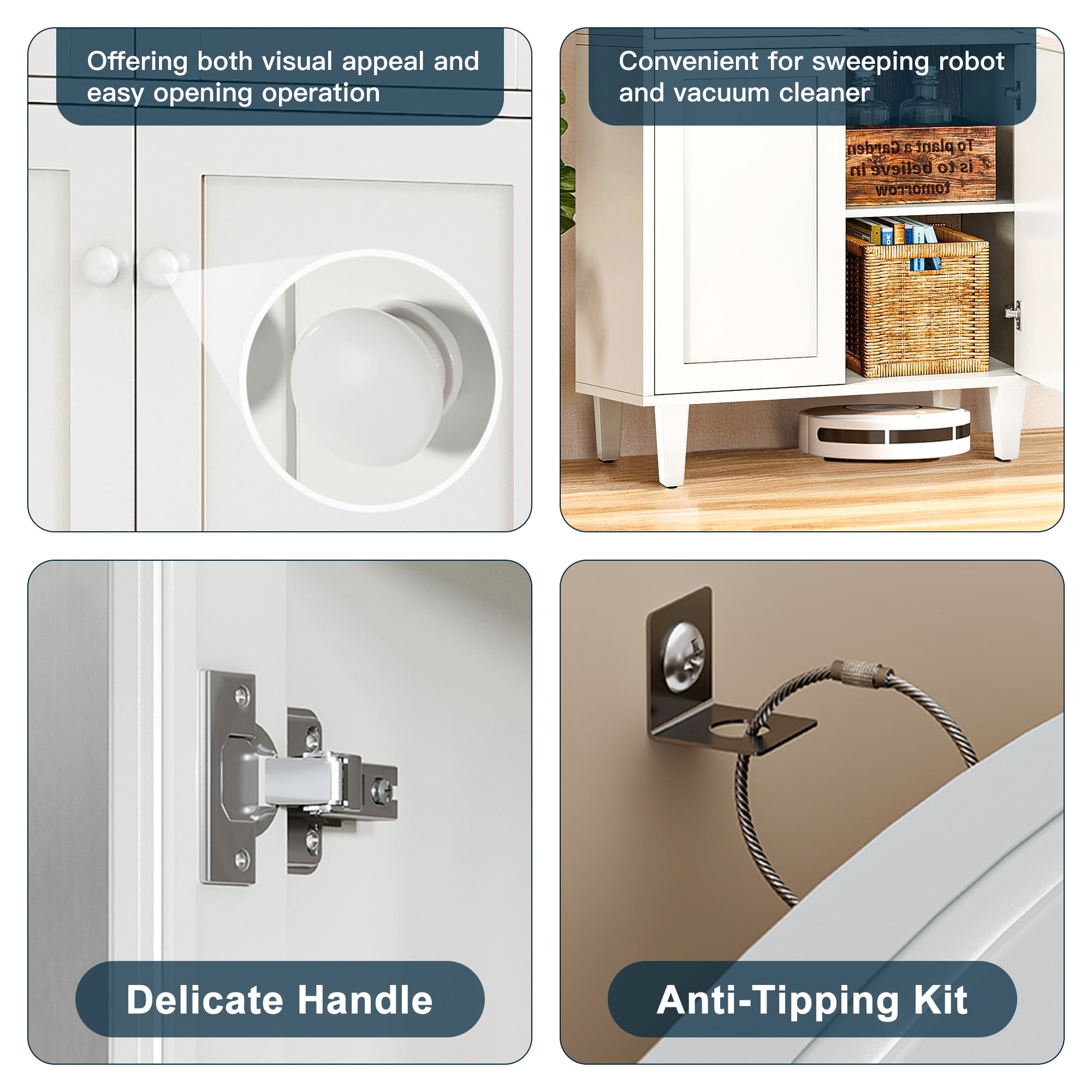 Demi Bonn 5 Tier Arched Bookcase, 68" Tall Wood Display Bookshelf Storage Cabinet Pantry Organizer for Bedroom, Living Room, White