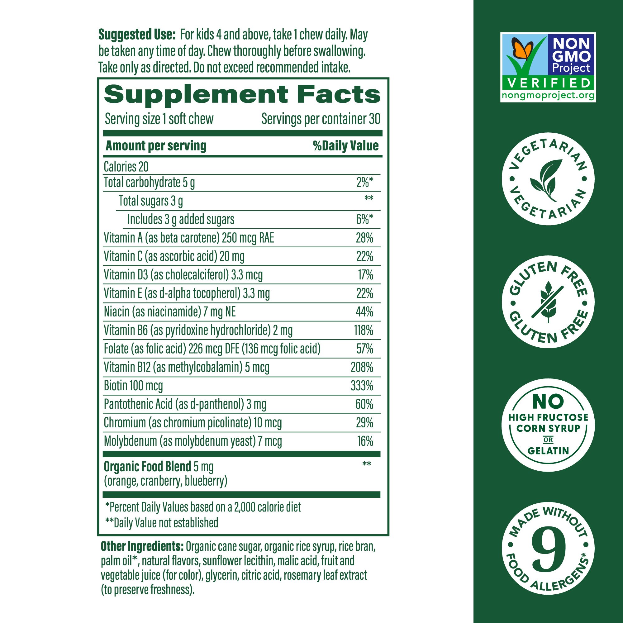 MegaFood Kids One Daily Multivitamin Soft Chews - Grape - Age 4+ - 30 Servings, 2 Pack