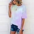 thumbnail image 6 of Baqcunre Womens Shirts Ladies Summer New Gradient Tie Dye Printing Trend Women'S Short Sleeves Womens T Shirts Womens Tops Pink M, 6 of 7