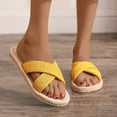 thumbnail image 5 of hopeusnice Clearance Women's Summer Sandals Cross Strap Flat Slides Beach Slippers Thong Flip Flops Comfy Breathable Soft Sole Open Toe Footwear Yellow 40, 5 of 6