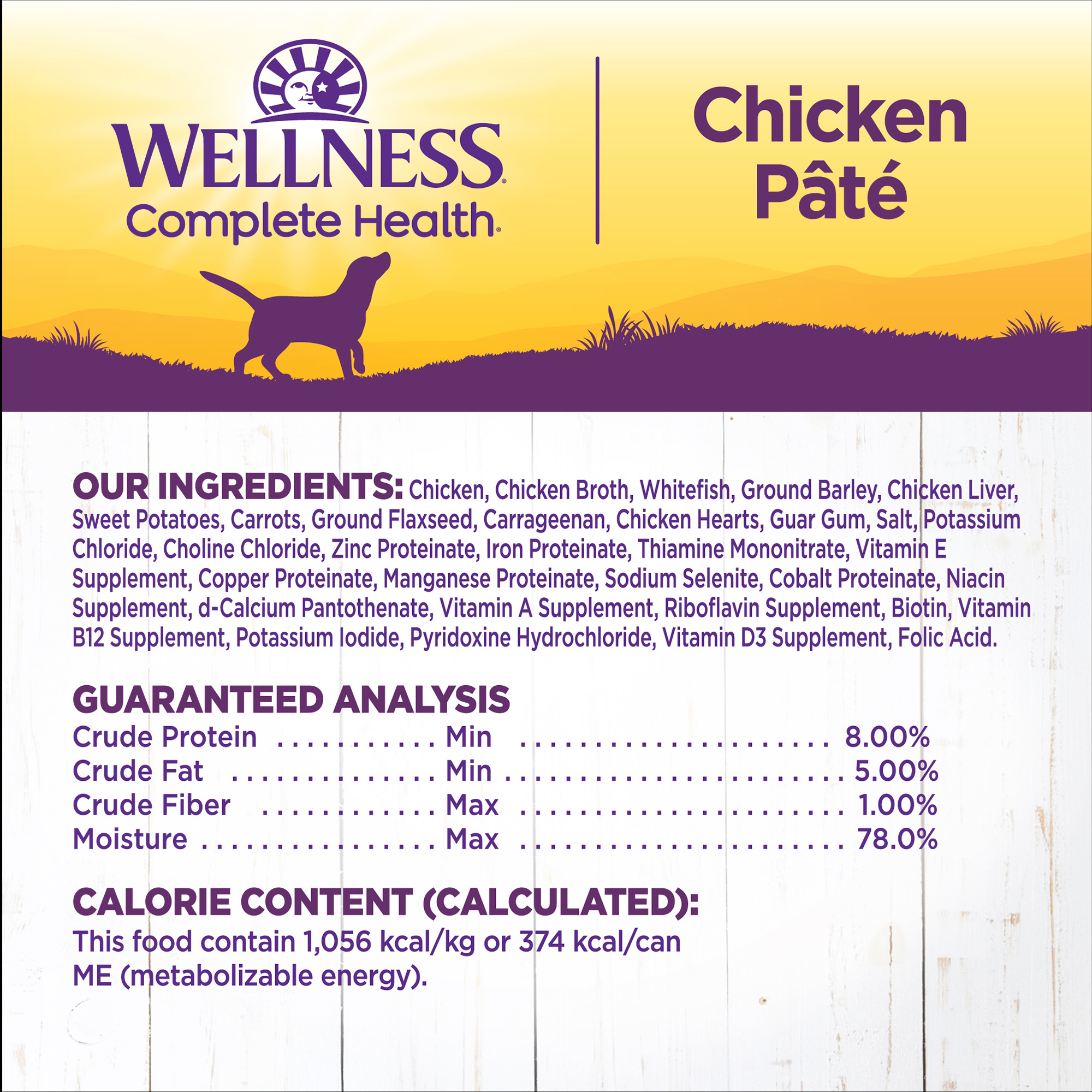 Wellness Complete Health Natural Wet Canned Dog Food, Chicken & Sweet Potato, 12.5-Ounce Can (Pack of 12) - image 5 of 7