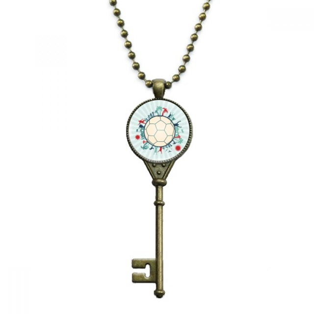 Earth Trees Soccer Football Sports Key Necklace Pendant Tray Embellished Chain