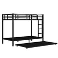 thumbnail image 7 of Metal Bunk Bed with Twin Size Trundle, Twin XL Over Twin XL Bunk Beds with Ladder and Guardrail, Bunk Bed Frame for  Shared Bedrooms, Dorms, or Guest Rooms, No Box Spring Needed,Black, 7 of 7