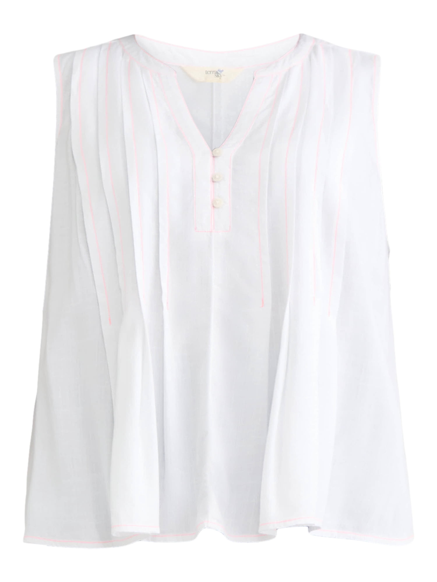 Terra & Sky Women's Plus Sleeveless Pintuck Top, Sizes 0X-4X
