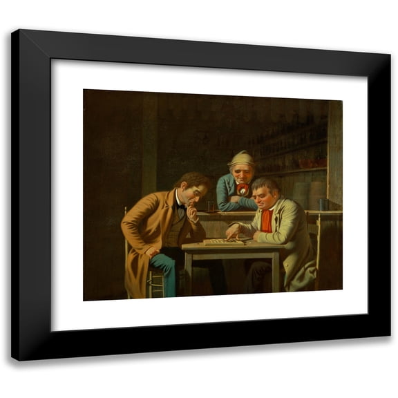 George Caleb Bingham 14x12 Black Modern Framed Museum Art Print Titled - The Checker Players (1850)