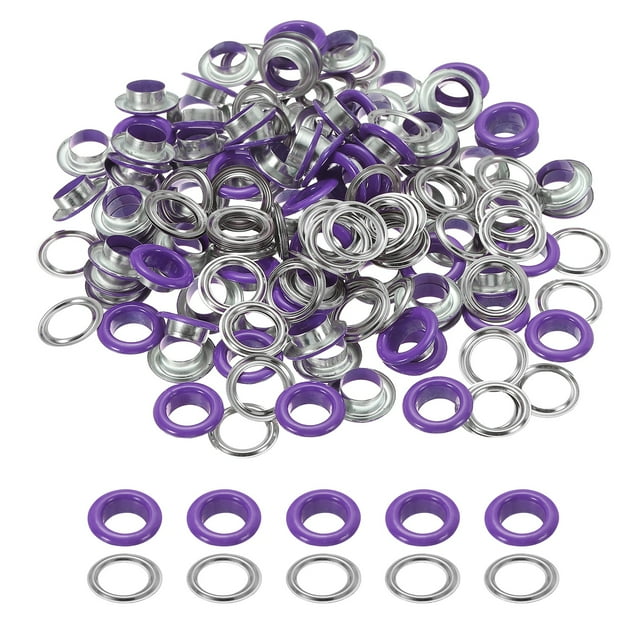 Uxcell 110 Pcs Ojetes con arandelas Kit de ojetes 3/8" Púrpura