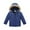 Navy, variant on Boys Winter Hooded Parka Jacket with Faux Fur Trim Detachable Hood Zipper Closure Multiple Pockets Windproof Outerwear