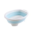 thumbnail image 2 of Medium Thickened Plastic Folding Laundry Tub Blue Round Collapsible Wash Basin, Textured Base Hanging Loop Raised Feet for Home Travel Dorm Hand Washing Vegetable Cleaning, 2 of 5