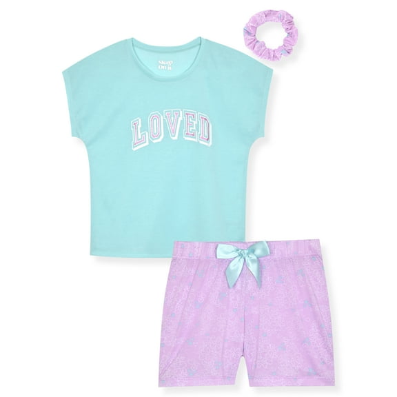 Sleep On It Girls Short Sleeve Top & Shorts, 2-Piece Pajama Set, Sizes 7-16