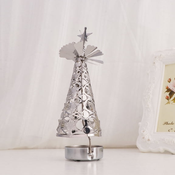 HEANUJJ Silver Tree Shaped Rotary Candle Holder  Christmas Decoration Home Decor
