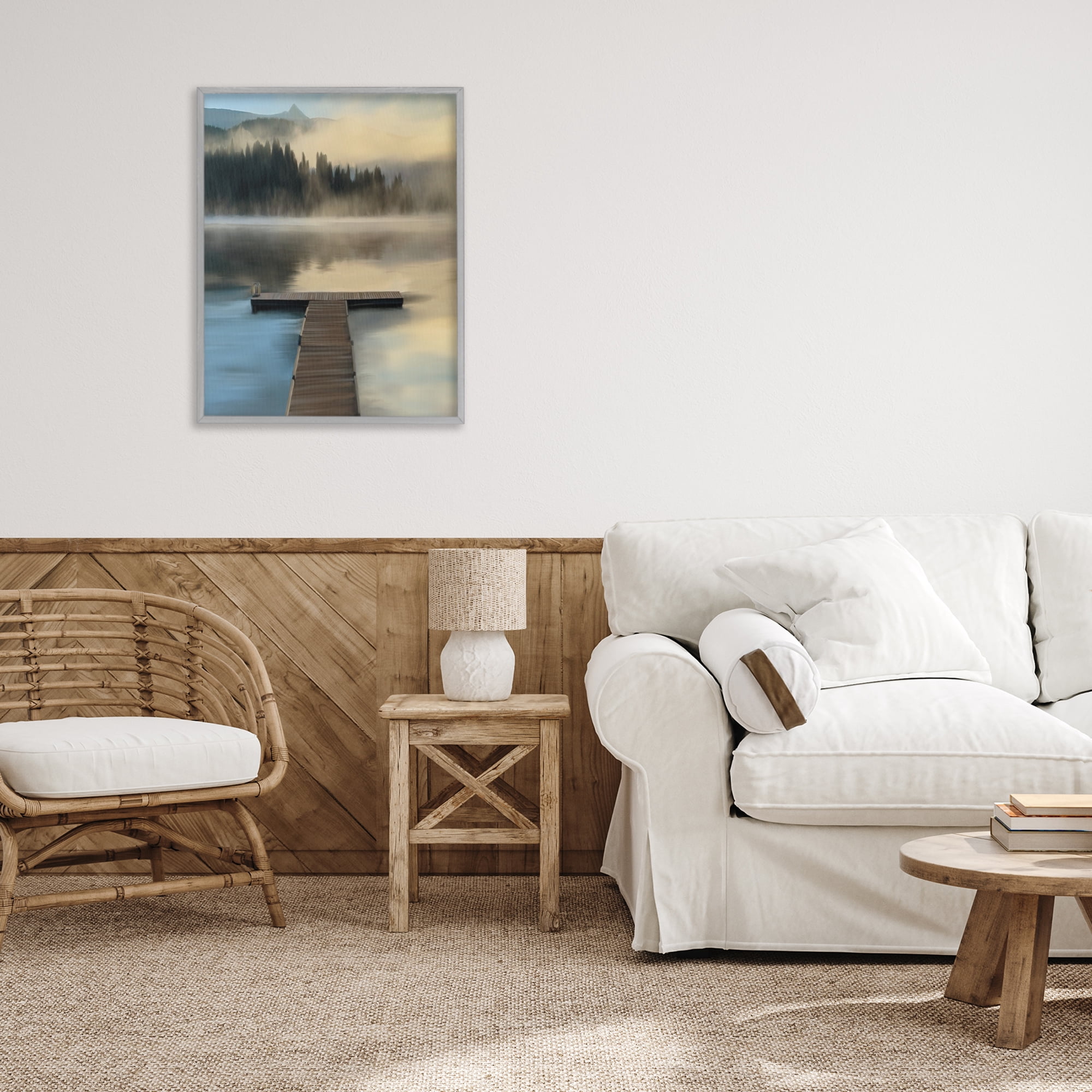 Stupell Industries Reflective Lake At Dusk Gray Framed Giclee Art, design by Renel Peters