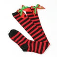 thumbnail image 6 of IWRICH Women's Christmas Knee High Socks Stockings Striped Bow Holiday Socks C, 6 of 8