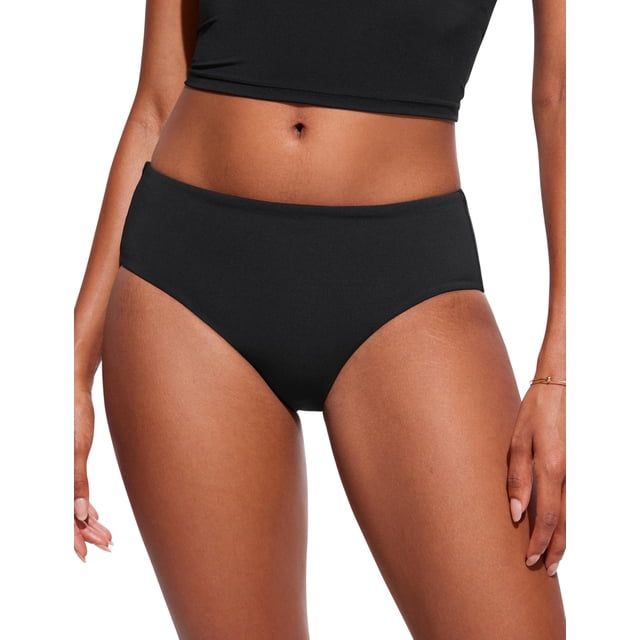 Bombacha de Bikini CRZ YOGA Cintura Media con Cobertura Completa Negra S