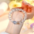 thumbnail image 3 of Natural white crystal aquamarine bracelet, fresh and classic round beaded women's jewelry., 3 of 4