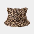 thumbnail image 3 of RFQWOVSR Women's Animal Print Bucket Hat with Cat Ear Design for Casual Wear, 3 of 6