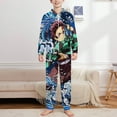 thumbnail image 2 of Demon Slayer Kids Hooded Jumpsuit Union Suit Onesie One Piece Blanket for Boys Girls, 2 of 7