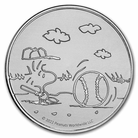 Peanuts® Baseball - Woodstock at Bat 1 oz Silver Round