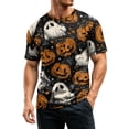 thumbnail image 5 of Mens Halloween Shirts Short Sleeve Crew Neck Pumpkin Bat Pullovers Causal Loose Funny Tees, L, 5 of 7
