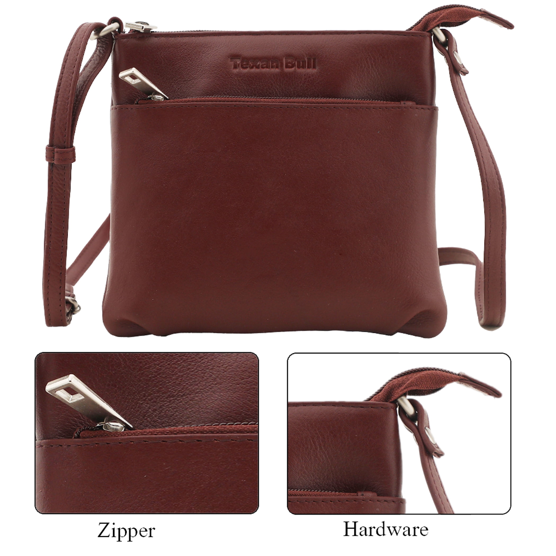 Texan Bull Leather Crossbody Bags For Women-Adjustable Shoulder Strap Women Purses Travel Handbags