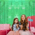 thumbnail image 4 of Green Foil Fringe Curtain, Holytech 2 Pack 3.2ft x 8.2ft Metallic Tinsel Foil Fringe Rain Curtain Streamers Photo Backdrop for St Patricks Day Decorations Birthday Christmas Party Decor, 4 of 7