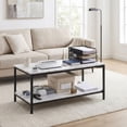 thumbnail image 2 of ZENSTYLE 39" Coffee Table Wood Side End Table with W/2 Tier Storage Shelf for Living Room White, 2 of 8