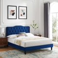 thumbnail image 2 of Platform Bed Frame, Tufted, Rivet Nailhead, King Size, Blue Navy, Velvet, Bedroom, Modern Contemporary Boutique HB35343, 2 of 15