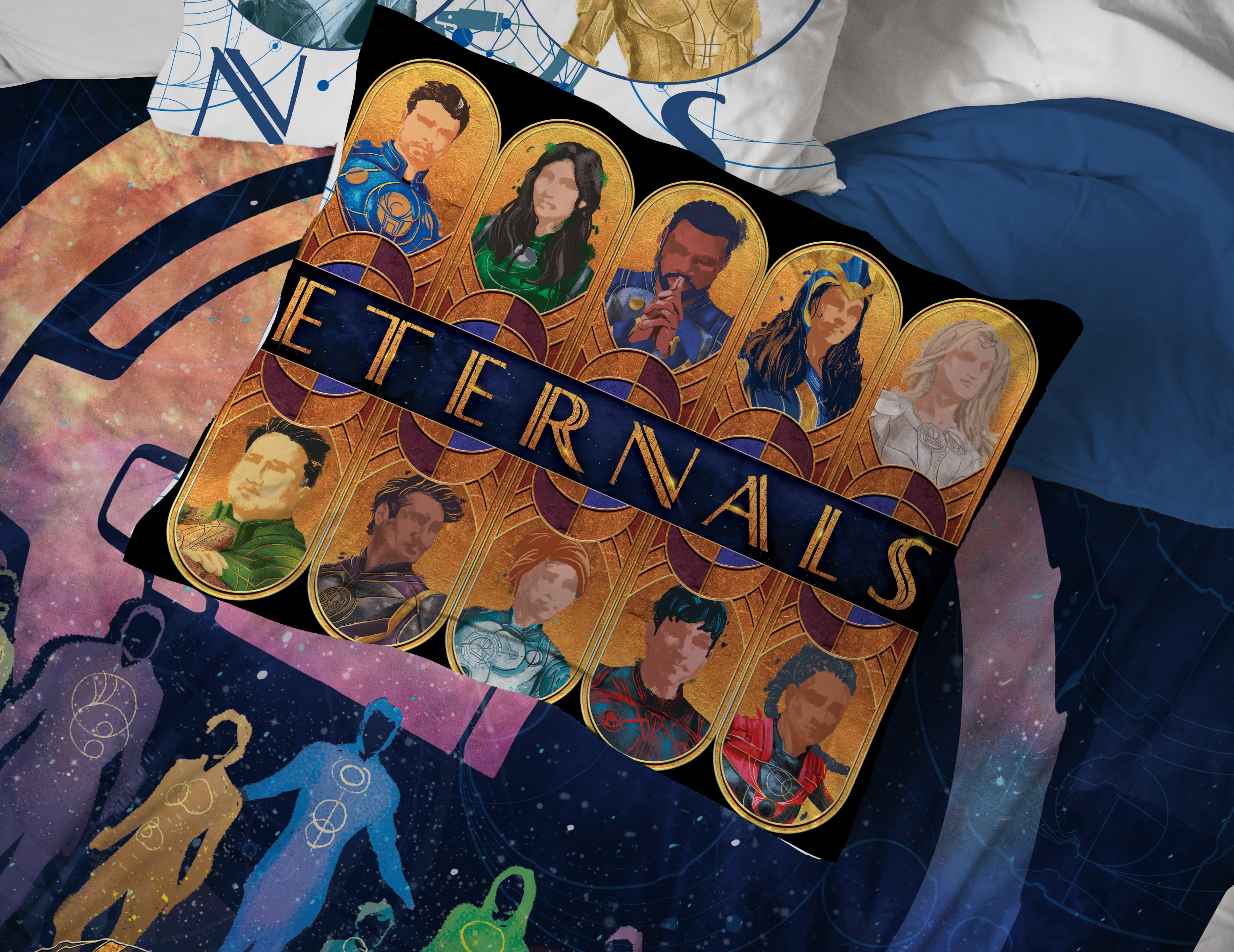 Marvel Eternals Space Force 7-Piece Full Size Kids Bed Set – Superhero Bedding for Young Fans