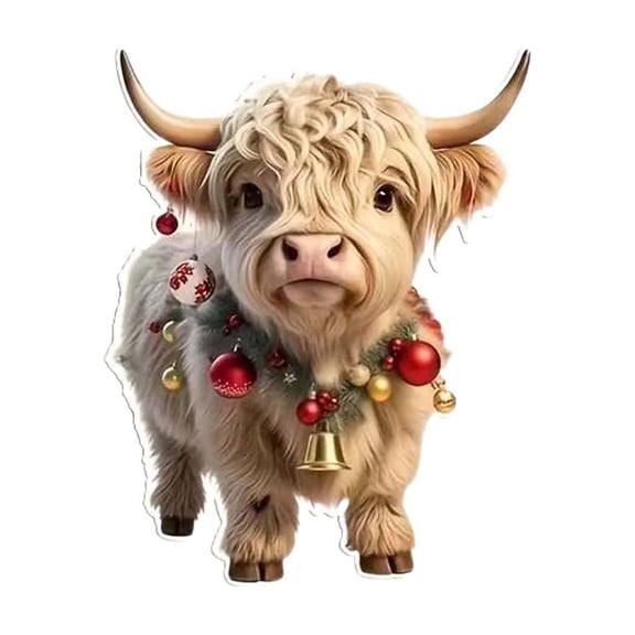 Deeceymbur Acrylic Christmas Tree Ornament 2D Flat Cow Design Hanging Decoration for Home Holiday Decor Festive Party Supplies
