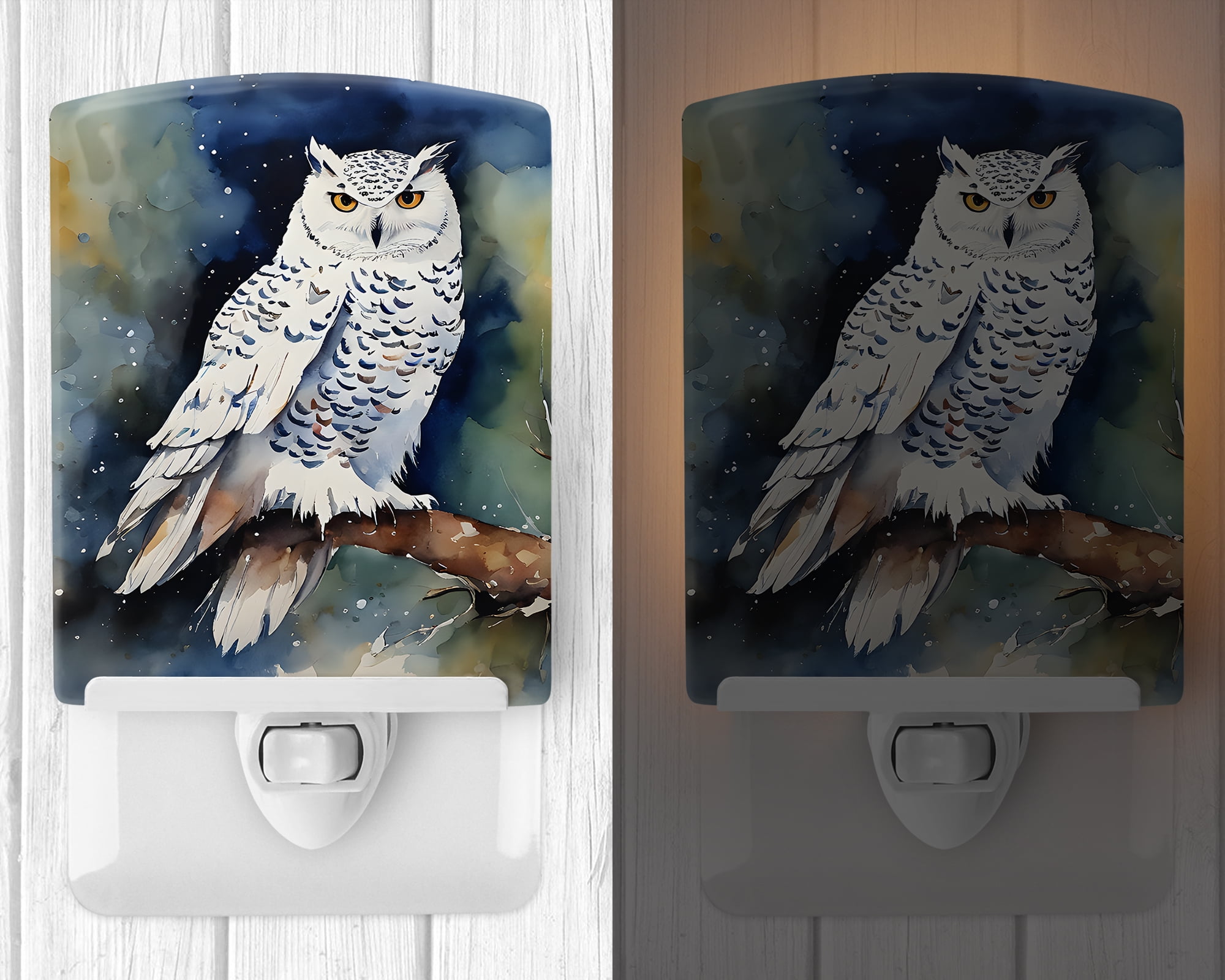 Snowy Owl Ceramic Night Light 4 in x 6 in