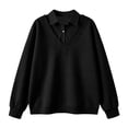 thumbnail image 5 of Tbopshirt Sweatshirts for Women Solid Color Shirt Lapel Patchwork Hoodie Sweatshirt V-Neck Long Sleeve Loose Casual Pullover with Collar Flap Flap Sports Top Hoodie,S-3XL, 5 of 8