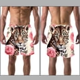 thumbnail image 3 of luoweisi Men's Beach Shorts Quick Dry Swim Trunks with Mesh Lining Rose and Leopard L, 3 of 5