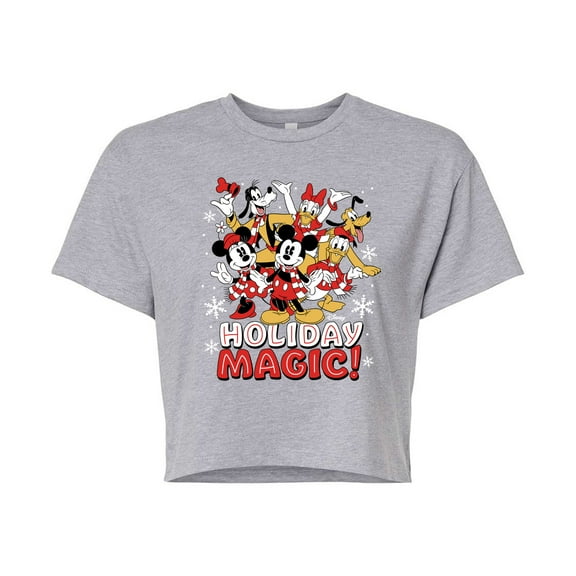 Disney - Holiday Magic - Juniors Cropped Cotton Blend T-Shirt