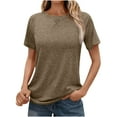 thumbnail image 1 of Timegard Womens Tops Crew Neck Short Sleeve Solid Color Shirts Casual Comfy Tunic Tops Summer Basic Tee, 1 of 8