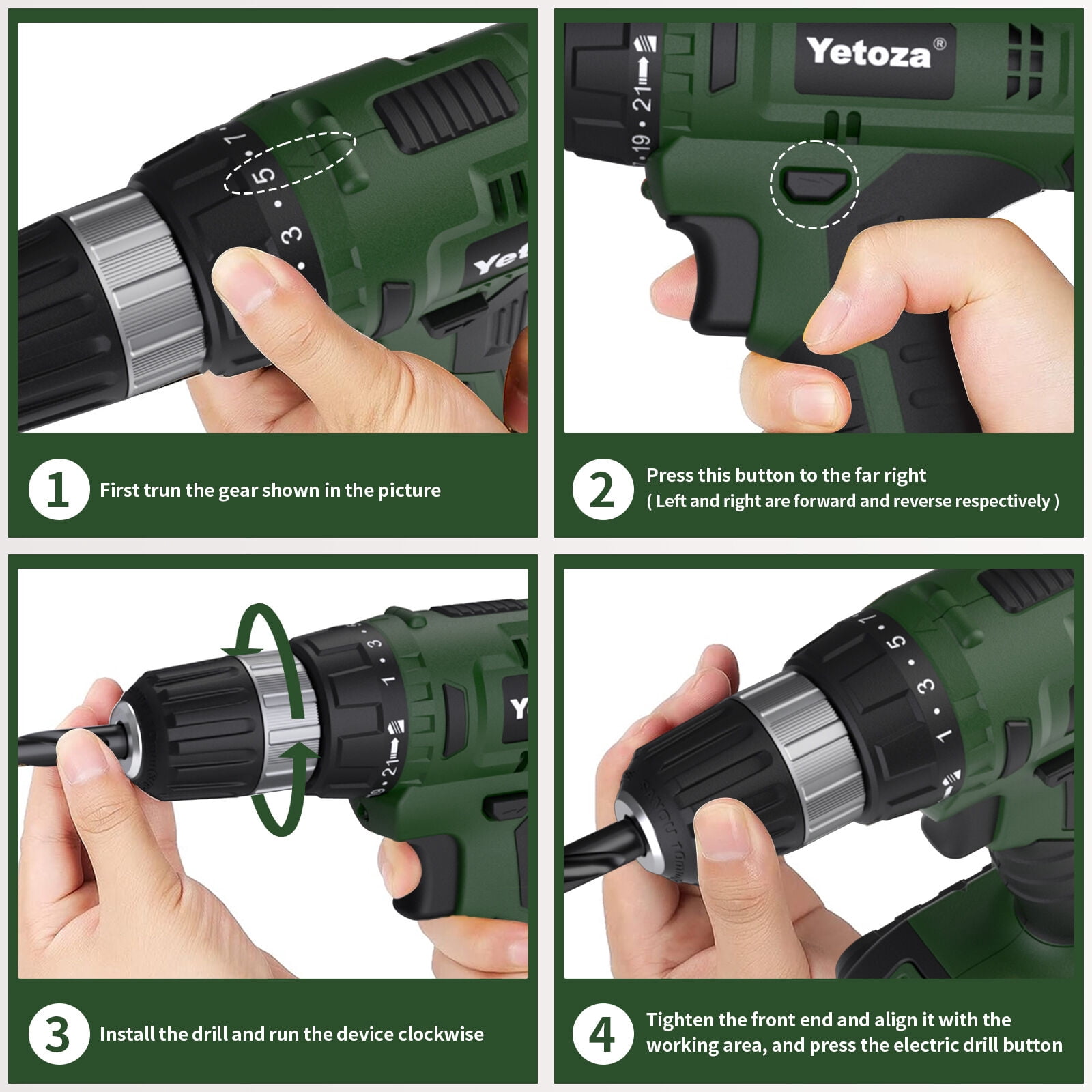 20V Cordless Drill Set with Lithium-Ion Battery and Charger, Electric Power Drill/Driver Kit, 3/8" Keyless Chuck, 22 Torque Settings, Includes 60pcs Drill Bits and Sockets for Home DIY Projects