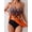Orange Tribal, variant on Women's Two Piece Tankini Swimsuit, Black and White Gradient Print Swim Top, High Waisted Tummy Control Bathing Suit for Swimming Beach Vacation