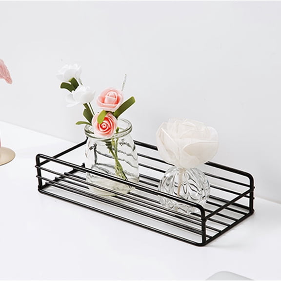 Floating Shelves with Hooks Steel Wall Organizer for Entryway Bedroom Living Room Storage Hangers Includes Sturdy Hardware, 10.62×4.33 inch, Black