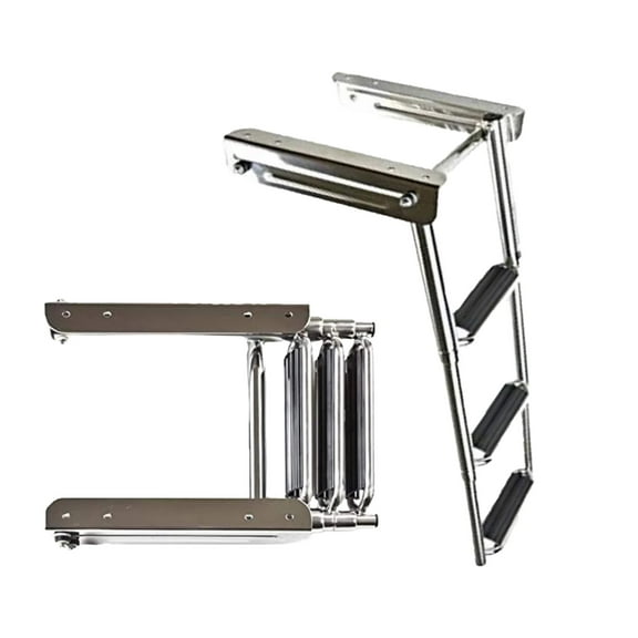 Marine City Stainless Steel Under Platform telescoping Retractable Handrail 3 Steps Ladder for Boats  Yachts  Marines  Ships Pack of 1