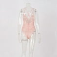 thumbnail image 2 of Women One Piece Lingerie Deep V Teddy Sexy Lace Bodysuit Open Back S-XXL (Pink L), 2 of 9